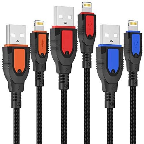 iPhone Charger Cable 10FT, 3Pack 10FT/3M Lightning Cable Durable Nylon Braided Fast iPhone Charging Cable Cord Compatible with iPhone 11 Pro Max XS XR X 8 7 6 Plus 5, iPad, iOS