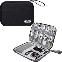 Travel Cable Organizer Bag, Electronics Accessories Carry Cases Portable Cord Organizer Bag for Cable, Charger, Phone, USB, SD Card, Earphones More Out-Going, Business Travel Gadget Bag, Black