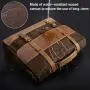 Mens Messenger Bag 15.6 Inch Waterproof Vintage Genuine Leather Waxed Canvas Briefcase Large Satchel Shoulder Bag Rugged Leather Computer Laptop Book Bag Brown