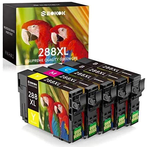 SEOKOK Remanufactured Ink Cartridge Replacement for Epson 288 288xl T288 T288XL Used with Epson XP-330 XP-340 XP-430 XP-434 XP-440 XP-446 Printers 5-Pack for Epson Ink 288xl Color Combo Pack SEOKOK Remanufactured Ink Cartridge Replacement for Epson 288 288xl T288 T288XL Used with Epson XP-330 XP-340 XP-430 XP-434 XP-440 XP-446 Printers 5-Pack for Epson Ink 288xl Color Combo Pack