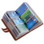 Leather Business Card Organizer, RFID Blocking Credit Card Holder, Professional Business Card Holder and Name Card Book, Credit Card Protector - Holds 96 Cards (Red)