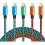 WUYA iPhone Charger MFi Certified 5 Pack - 6FT Lightning Cable Nylon Woven High Speed Data Sync Cord Compatible iPhone 12 11 Pro Max X 8 7 6S Plus SE - Color
