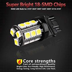 Yorkim 3157 LED Light Bulbs White Super Bright, 3056 3156 3156A 3057 4057 3157 4157 T25 LED Bulbs for Brake Lights, Backup Reverse Lights， Reverse Tail Lights - Pack of 10