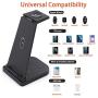 3 in 1 Wireless Charging Station, Phone Wireless Charger Stand Watch Charger Stand Compatible with iPhone 12 11 Pro Pro Max X XR XS 8 Samsung Galaxy S20+ S10 S9 iWatch 6/5/4/3/2 Airpods 2/Pro (Black)