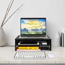 Simple Trending 2-Tier Monitor Stand Riser, Metal Desk Organizer Stand with Anti-Slip Suction Cup for Laptop, Computer, iMac, Pc, Printer, Black