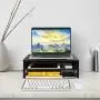 Simple Trending 2-Tier Monitor Stand Riser, Metal Desk Organizer Stand with Anti-Slip Suction Cup for Laptop, Computer, iMac, Pc, Printer, Black