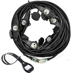 Yodotek 50FT 14 Gauge Outdoor Power Extension Cord,Seven Outlet Cable.Multiple Evenly-Spaced Plug Ideal for Landscaping Light,Stage Backlines,Holiday Decoration and Christmas,UL Listed Cord Splitter