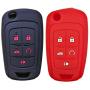 2Pcs Coolbestda Silicone 5buttons Flip Key Fob Cover Case Protector Remote Control Keyless Jacket Bag for Chevrolet Malibu Cruze Camaro Volt Equinox Spark Sonic Black Red