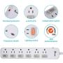 Power Strip Surge Protector with Individual Switches, 6 ft Long Extension Cord,ETL Certification, 1875W / 15A / 125V Wall-Mounted for Office Dormitory Kitchen Home Theater