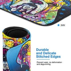 English Bulldog Pattern Mouse Pad with Stitched Edge, Premium-Textured Gaming Mouse Mat, Non-Slip Rubber Base Mousepad for Laptop, Computer & PC, 10.2x8.3x0.12 inch