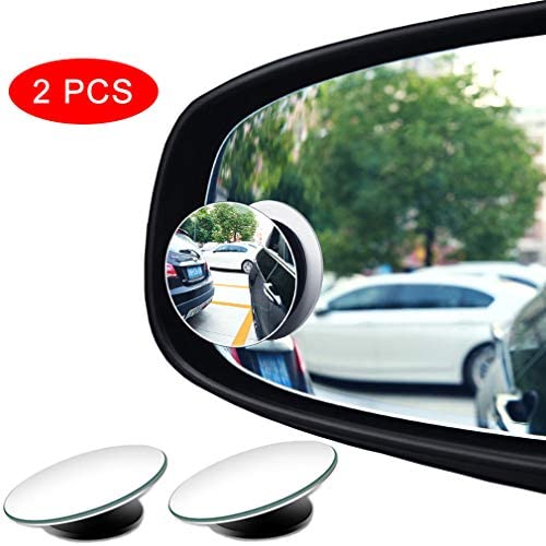 yusheng 2PCS small Blind Spot Mirror,2'' Round HD Glass Convex Rear View Mirror Stick On with 360° Rotation Adjustable for Cars SUV and Trucks (Frameless)