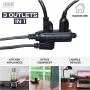 10 Ft Extension Cord with 3 Electrical Power Outlet - 16/3 Durable Black Cable