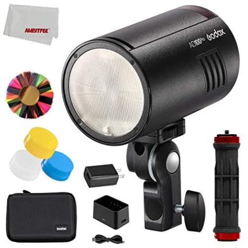 Godox AD100Pro 100Ws TTL 2.4G 1/8000 HSS Outdoor Flash Light, 2600mAh Battery 0.01-1.5s Recycling,with Three-Color Diffusers
