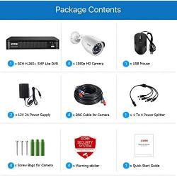ZOSI H.265+ Full 1080p Home Security Camera System Outdoor Indoor, 5MP-Lite CCTV DVR 8 Channel and 4 x 1080p (2MP) Day Night Vision Weatherproof Surveillance Bullet Camera, Motion Alerts (No HDD)