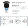Quentacy 19mm 3/4'' Metal Latching Pushbutton Switch 12V Power Symbol LED 1NO1NC SPDT ON/Off Black Waterproof Toggle Switch with Wire Socket Plug (Blue)