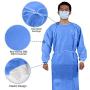 YIBER Disposable Lab Coat Isolation Gown SMS Material 38g With Knit Cuff Long Sleeve, Fluid Resistant, Dental, Medical, Hospital, Industries, ONE SIZE FITS ALL - 5 pcs/Pack Blue
