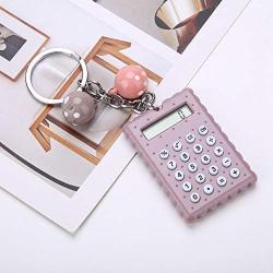 Mini Calculator, Portable Pocket Candy Color PVC 8 Digits Electronic Calculator with Silicone Buttons and Keychain Buckle for Children Students(Blue)