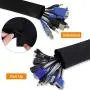 Kootek 118-Inch Cable Management Sleeves with Cable Ties, Neoprene Cable Organizer Cord Cover Wire Hider for TV Computer Office Theater (Large, Black)
