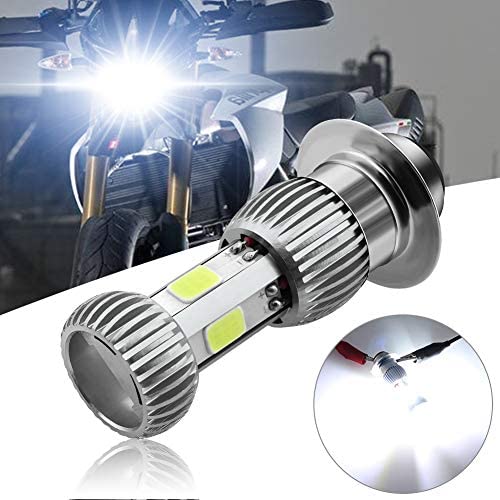 HONLEEX Mini AC/DC 9-85V P15D H6M LED Motorcycle Headlight Bulb,1600LM 3xCOB LEDs Hi/Lo Beam P15D-25-1 LED Bulb for ATVS Yamaha Motorbike Car Heamlamp.Pack of 1 (Silver)