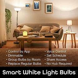 Geeni LUX 800 Dimmable A19 White LED Smart Home Light Bulbs, Works with Alexa and Google Assistant, No Hub Required, Requires 2.4GHz WiFi (3 Pack)