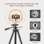 UBeesize 10'' Selfie Ring Light with 50'' Extendable Tripod Stand & Flexible Phone Holder for Live Stream/Makeup/YouTube Video