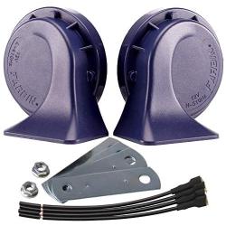 FARBIN Horn 12V Car Horns Loud Dual-Tone Waterproof Auto Horn Electric Snail Horn Kit Universal for Any 12V Vehicles (Blue horn, 12v)