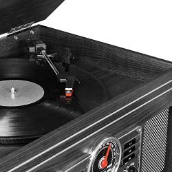 Victrola Nostalgic Classic Wood 6-in-1 Bluetooth Turntable Entertainment Center, Graphite (VTA-200B GH)