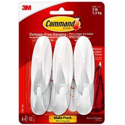 Command Designer Hooks, Medium, White, 6-Hooks (17081-6ES), Organize & Decorate Damage-Free