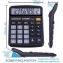 Desktop Calculator 12 Digit with Large LCD Display and Sensitive Button, Solar and Battery Dual Power, Standard Function for Office, Home, School, CD-2786 (Black)