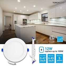 TORCHSTAR Basic Series 8-Pack 12W Recessed Lights 6 Inch with Junction Box, Dimmable Ultra Thin LED Downlight, 100W Eqv., ETL & Energy Star Listed, 4000K Cool White, 5 Years Warranty