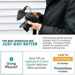 Movo VXR10-PRO External Video Microphone for Camera with Rycote Lyre Shock Mount - Compact Shotgun Mic and Accessories Compatible with Smartphones and DSLR Cameras - Battery-Free DSLR Microphone