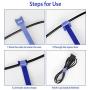100 PCS 8 x 1/2 Inch Reusable Fastening Cable Ties Yellow with Hook Loop Rope Holder, KOOWIN Adjustable Cord Organization Straps Management Cable Wraps Cord Wire Organizer for Home and Office
