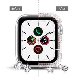 Fullife Compatible with Apple Watch Case, Bling Cases Replacement for Apple Watch 38mm 40mm 42mm 44mm Protective Bumper Compatible with Apple Watch Series 6 5 4 3 2 1 SE (40mm-Clear)