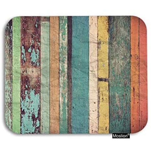 Moslion Wood Mouse Pad Vintage Plank Wooden Stripes Lines Gaming Mouse Pad Rubber Large Mousepad for Computer Desk Laptop Office Work 7.9x9.5 Inch