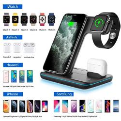WAITIEE Wireless Charger, 3 in 1 Qi-Certified 15W Fast Charging Station for Apple iWatch Series SE/6/5/4/3/2/1,AirPods, Compatible for iPhone 12/11 Series/XS MAX/XR/XS/X/8/8 Plus/Samsung (Black)