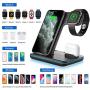 WAITIEE Wireless Charger, 3 in 1 Qi-Certified 15W Fast Charging Station for Apple iWatch Series SE/6/5/4/3/2/1,AirPods, Compatible for iPhone 12/11 Series/XS MAX/XR/XS/X/8/8 Plus/Samsung (Black)