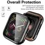 【3 Pack】 Easuny Design for Apple Watch Case 38mm Series 3 2 1 with Built-in Glass Screen Protector - Overall Protective Hard Cover Accessories for iWatch Women Men,Black Rose-Gold Sea-Blue