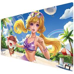 Bimor Extended Gaming Mouse Mat/Pad - Large, Wide (Long) Custom Professional Mousepad, Stitched Edges, Ideal for Desk Cover, Computer Keyboard, PC and Laptop (90x40 cuteblonde)