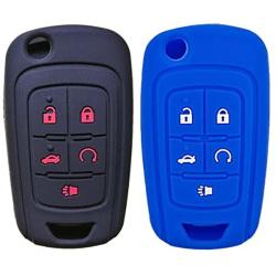 2Pcs Coolbestda Rubber Flip Key Fob Cover Remote Case Skin Jacket Holder Protector for Chevrolet Equinox Camaro Cruze Malibu Sonic Volt Park