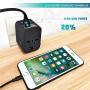 International Power Adapter for Travel (SandBlack) - 4 USB European Plug Adapter for 150+ Countries - for Europe UK America China Ireland Italy - Smart Charging 2.4A Travel Adapters by Sublimeware
