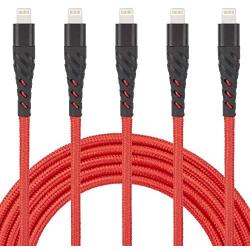 iPhone Charger Cable,5 Pack 3 ft Lightning Cable & Data Sync Fast 3 Foot Nylon Braided Cord Compatible with iPhone Xs max/xr/x/8/8 Plus/7/7plus/6/6s Plus/5s/5,iPad(red)
