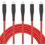 iPhone Charger Cable,5 Pack 3 ft Lightning Cable & Data Sync Fast 3 Foot Nylon Braided Cord Compatible with iPhone Xs max/xr/x/8/8 Plus/7/7plus/6/6s Plus/5s/5,iPad(red)