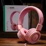 Kids Headphones-Noot Products K11 Foldable Stereo Tangle-Free 5ft Long Cord 3.5mm Jack Plug in Wired On-Ear Headset for iPad/Amazon Kindle,Fire/Girls/School/Laptop/Travel/Plane/Tablet-Soft Pink