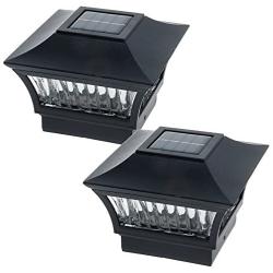 GreenLighting 2 Pack Tokyo #5 Aluminum Solar Post Cap Light - LED for 4x4 Wood/5x5 PVC (Black)