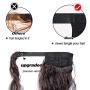 MORICA Long Wavy Ponytail Extension for Women,Curly Wavy Wrap Around Drawstring Magic Paste Ponytail,1pc Woman 26'' Long Synthetic Clip in Ponytail Hairpiece Messy Hair Extensions(Color: Black Brown)