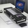 Vaydeer USB 3.0 Aluminum Monitor Stand Metal Riser Support Transfer Data,Keyboard and Mouse Storage Desk Organizer for Laptop,Computer,Notebook,MacBook(Monitor Size Up to 27 inches)(Black)