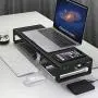 Vaydeer USB 3.0 Aluminum Monitor Stand Metal Riser Support Transfer Data,Keyboard and Mouse Storage Desk Organizer for Laptop,Computer,Notebook,MacBook(Monitor Size Up to 27 inches)(Black)