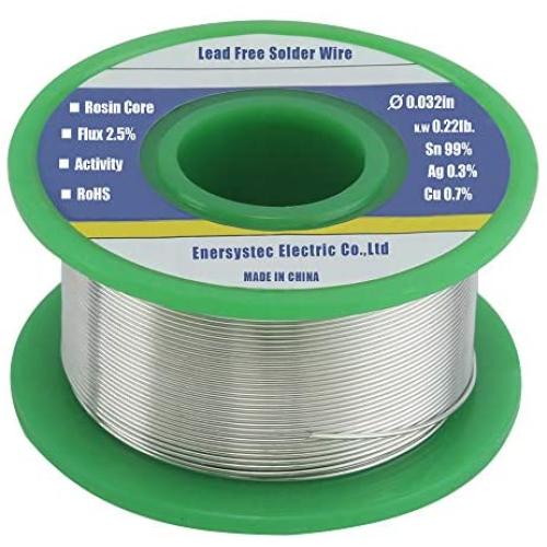 Solder Wire Rosin Flux Core Fine Electrical Solder Lead Free 0.8mm 100g Sn99 Ag0.3 Cu0.7 3.53oz for High Precision Electronics Soldering