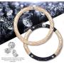 Queens Car Steering Wheel Cover with Noble Crown + Bling Diamond + Exquisite Lattice Design Auto Stylish Elegant Collection Accessories Universal 15''/38cm (Gold)