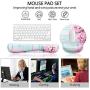 HAOCOO Ergonomic Mouse Pad Wrist Support and Keyboard Wrist Rest Set with Non-Slip Backing Memory Form-Filled, Easy-Typing and Pain Relief for Gaming Office Computer Laptop (Pink Hyacinth)